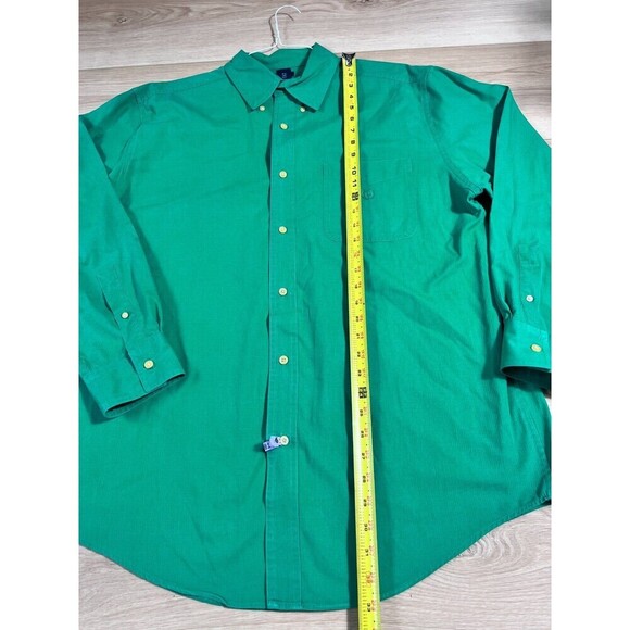 Chaps Mens Long Sleeve Button Down Shirt Mens Size L Green Easy Care Casual - Picture 3 of 6